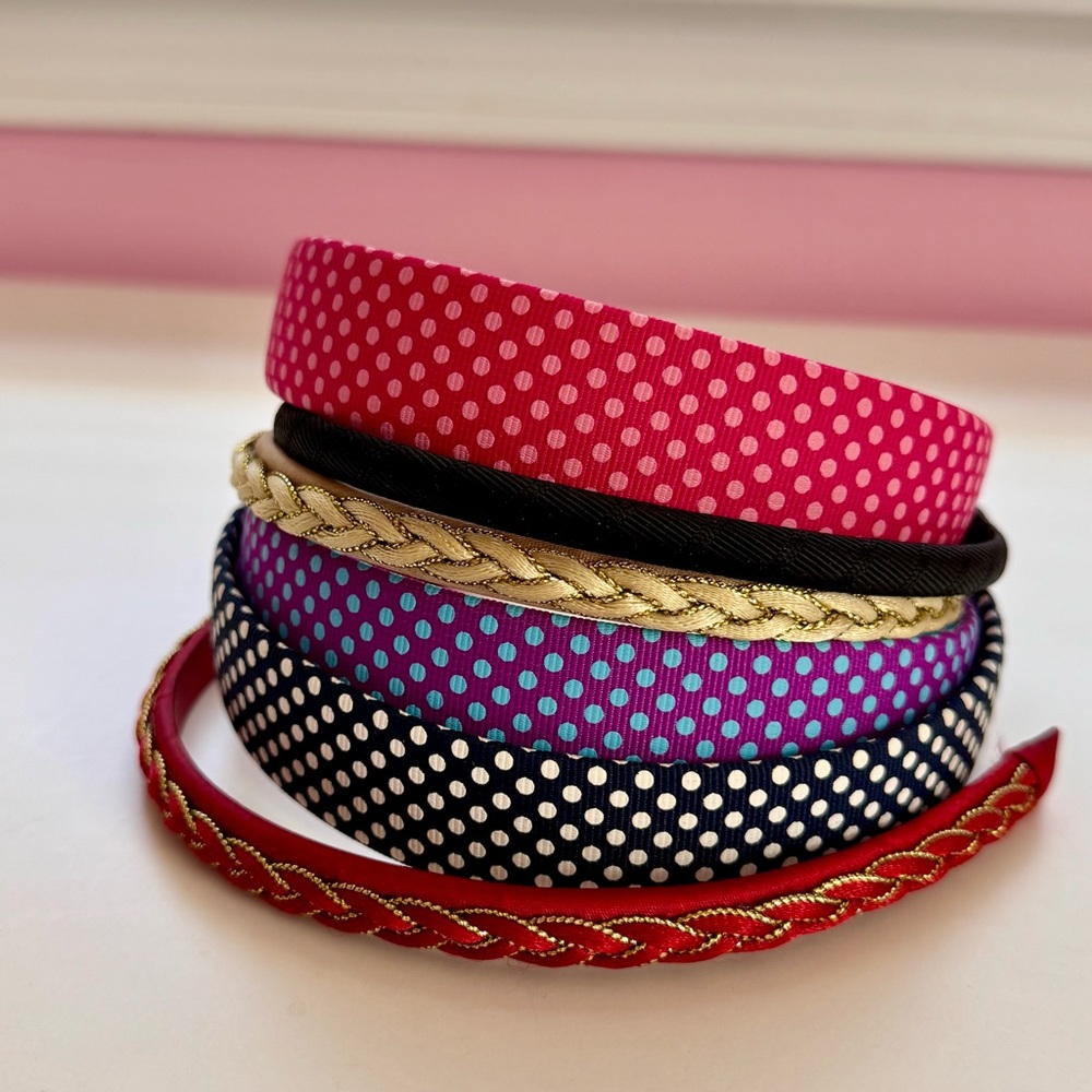 Set of 6 Vibrant Polka Dot and Braided Headbands